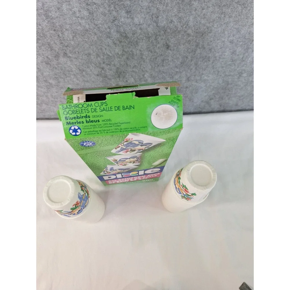 Vintage Dixie 3oz Bathroom Cups Bluebirds Design approx 140 Count  Partial Set